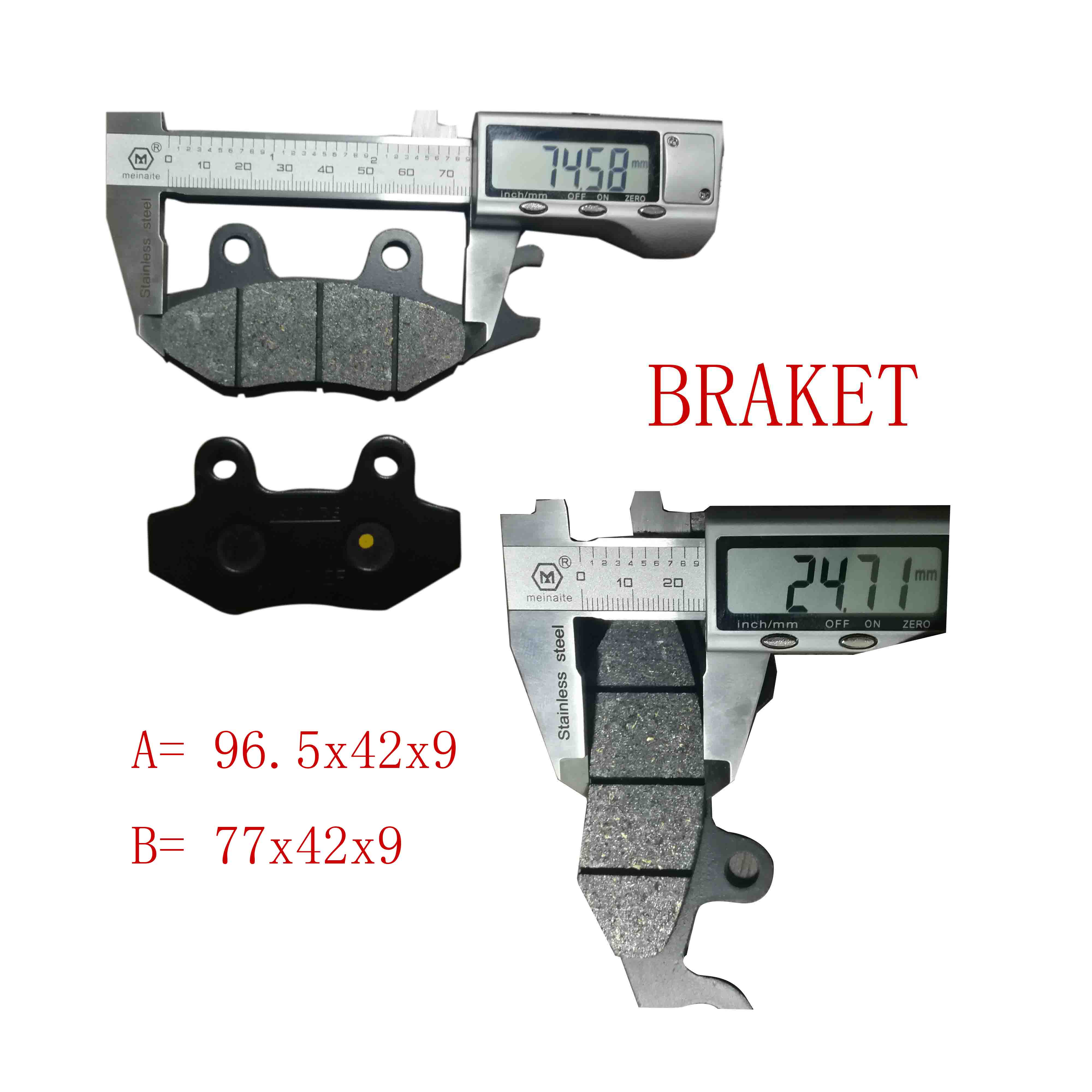 A= 96.5x42x9  B= 77x42x9 